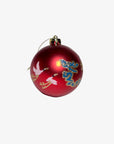 Julekule rød med traner og gull detaljer 8 cm