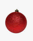 Julekule rød glitter 10 cm