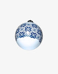 Julekule med blått geometrisk mønster 8 cm